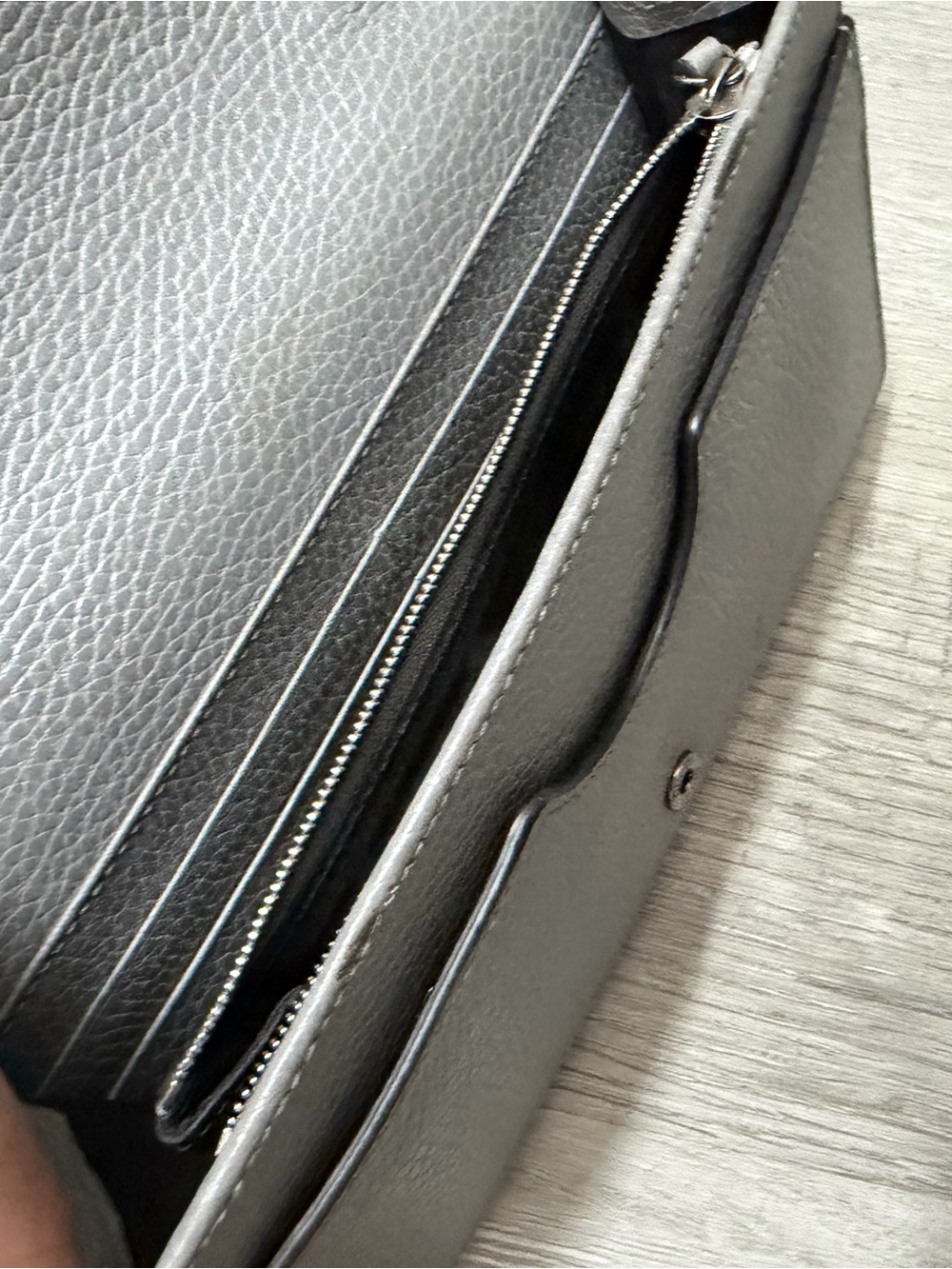 Gucci Grey Pebbled Leather Mini Chain Crossbody - Picture 3 of 5